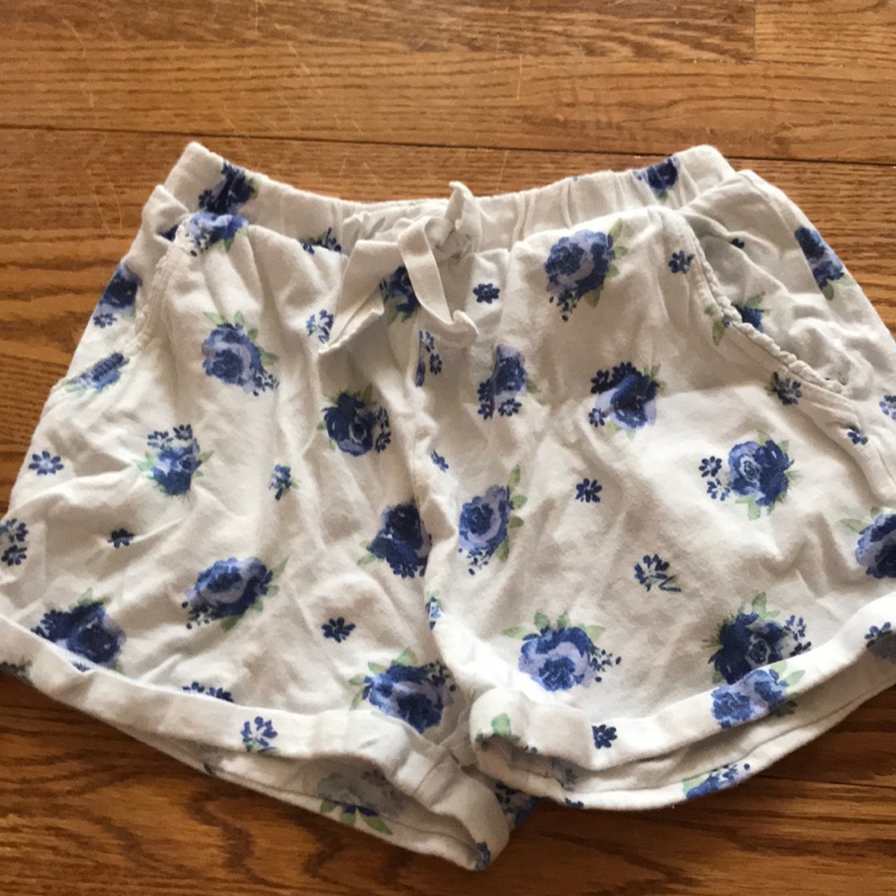 White shorts with blue flowers